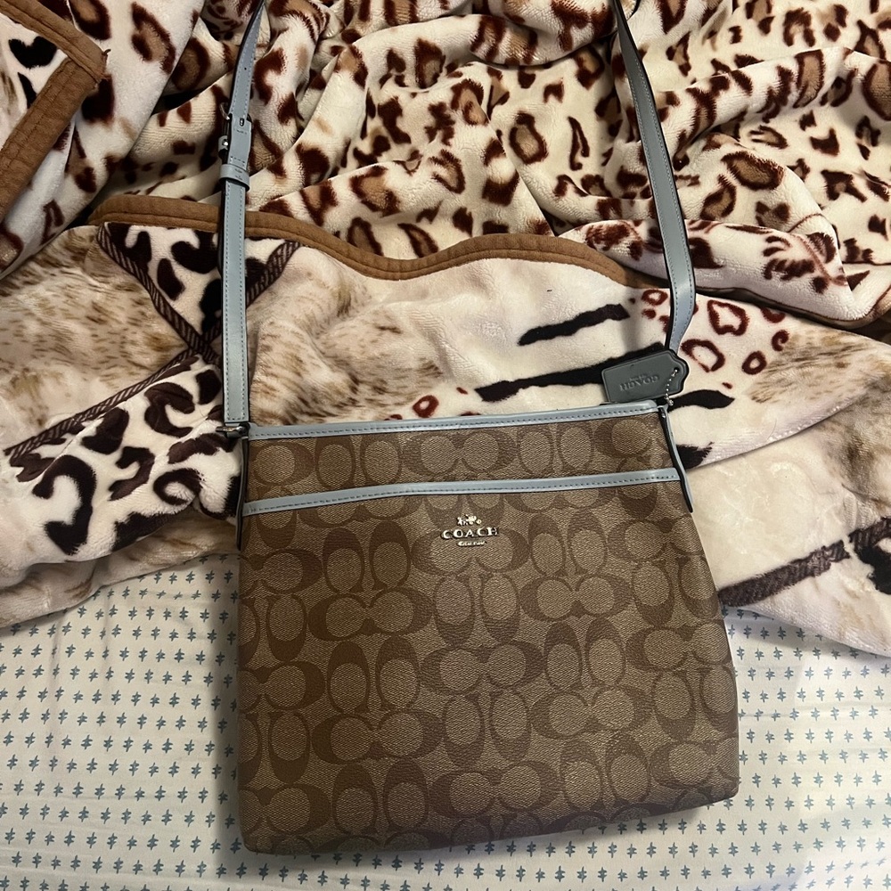 Coach Signature Brown and Tan Crossbody Bag